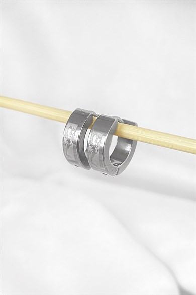 Silver Lizard Patterned Unisex Ring Earrings (Double)