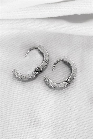 Silver Lizard Patterned Unisex Ring Earrings (Double)