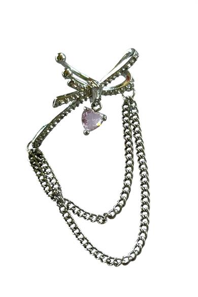 Gümüş Renk Kurdele Figürlü Ear Cuff Küpe (Tek)