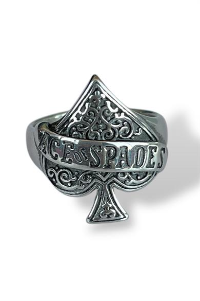 Gümüş Renk Maça Figürlü Ayarlanabilir Çelik Erkek Yüzük