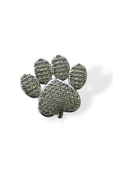 Gümüş Renk Pati Figürlü Taş Detaylı Ajda Charm / Kolye/ Bileklik Ucu