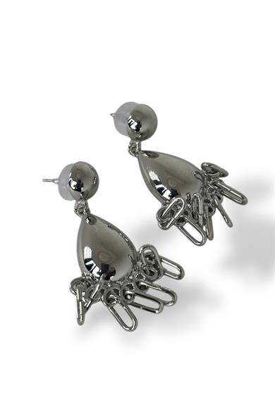 Gümüş Renk Sallantılı Metal Küpe (Çift)