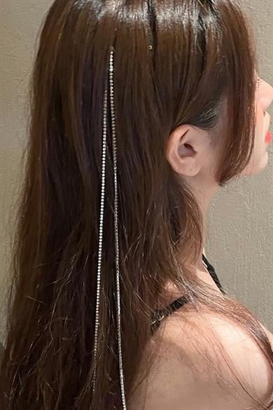 Gümüş Renk Su Yolu Saç Işıltısı Yan Postiş