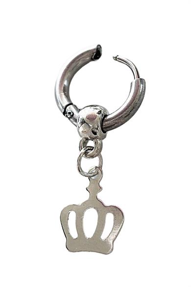Silver Color Crown Figured Unisex Ring Earrings