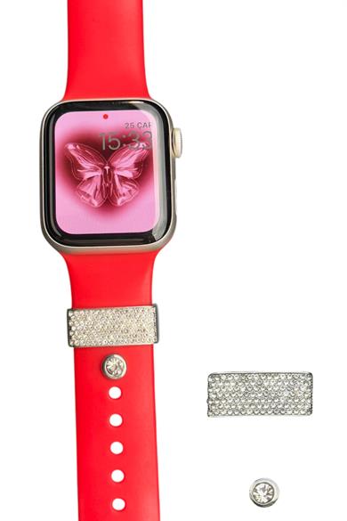 Gümüş Renk Taş Detaylı Akıllı Saat Watch Charm