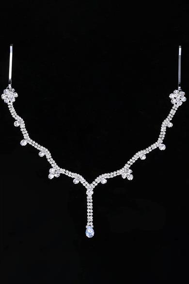 Gümüş Renk Taş Detaylı Alınlık/Kına Aksesuarı