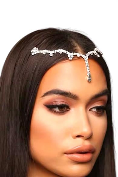 Gümüş Renk Taş Detaylı Alınlık/Kına Aksesuarı