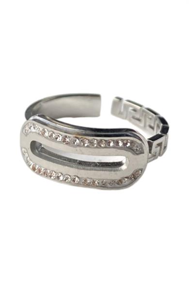 Altın Renk Taş Detaylı Ayarlanabilir Çelik Yüzük