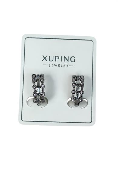 Gümüş Renk Taş Detaylı Çelik Halka Xupıng Küpe (Çift)