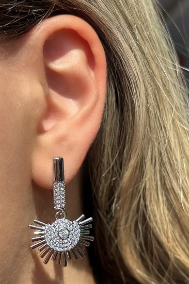 Gümüş Renk Taş Detaylı Çelik Xuping Küpe (Çift)