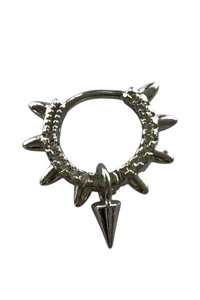 Gümüş Renk Taş Detaylı Cerrahi Çelik Halka Tragus/Kıkırdak Küpe/Piercing (Tek)