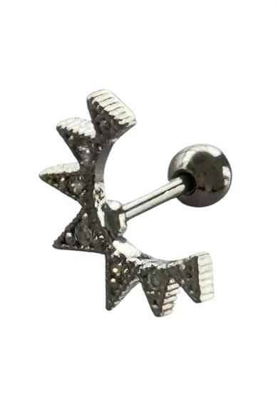 Gümüş Renk Taş Detaylı Cerrahi Çelik Tragus/Kıkırdak Küpe/Piercing (Tek)
