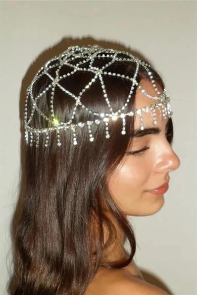 Altın Renk Taş Detaylı Saç Aksesuarı/Kına Aksesuarı