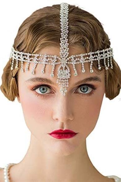 Gümüş Renk Taş Detaylı Saç Aksesuarı/Kına Aksesuarı