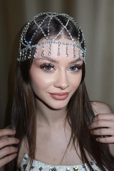 Altın Renk Taş Detaylı Saç Aksesuarı/Kına Aksesuarı