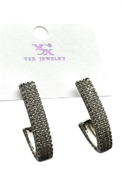 Gümüş Renk Taş Detaylı YSX Küpe (Çift)