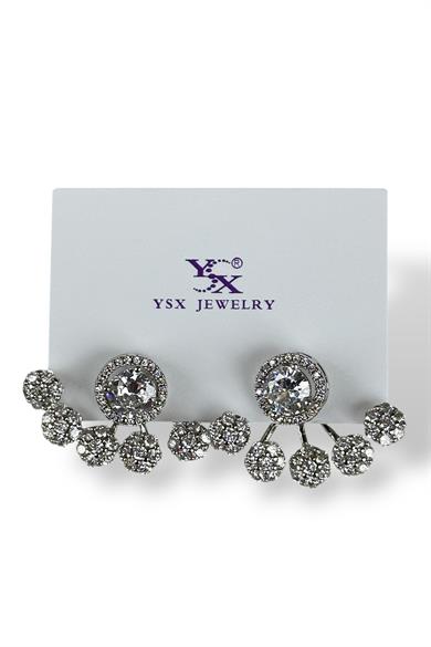 Gümüş Renk Taş Detaylı YSX Küpe (Çift)