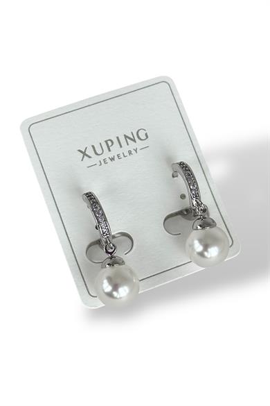 Gümüş Renk Taş Detaylı Çelik Xupıng VİP Küpe