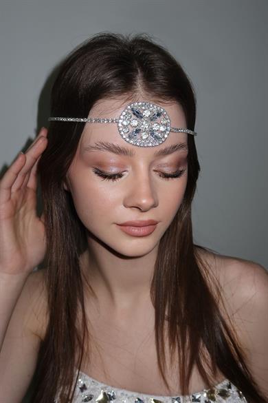 Gümüş Renk taşlı Alınlık/ Gelin Aksesuar