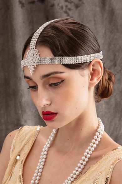 Gümüş Renk Taşlı Alınlık/Gelin Aksesuar