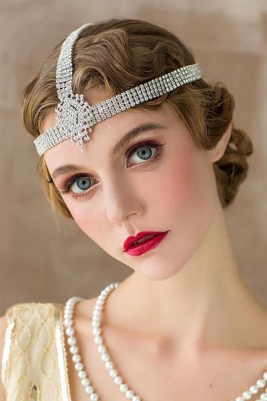 Gümüş Renk Taşlı Alınlık/Gelin Aksesuar