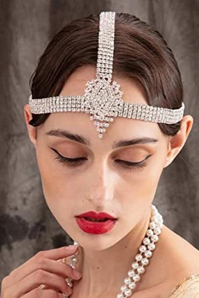 Gümüş Renk Taşlı Alınlık/Gelin Aksesuar