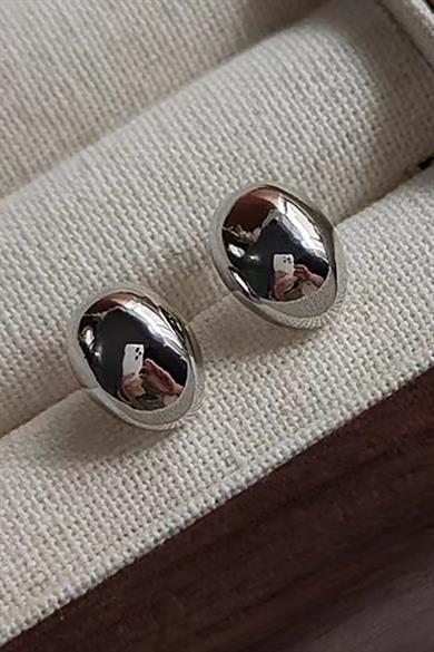 Gümüş Renk Top Metal Küpe (Çift)