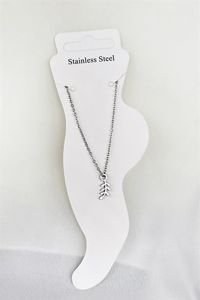 Gümüş Renk Yaprak Figürlü Çelik Halhal