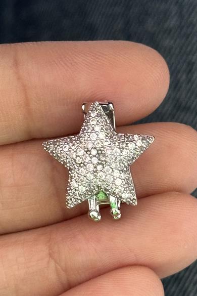 Gümüş Renk Yıldız Figürlü Taş Detaylı Ajda Charm / Kolye/ Bileklik Ucu