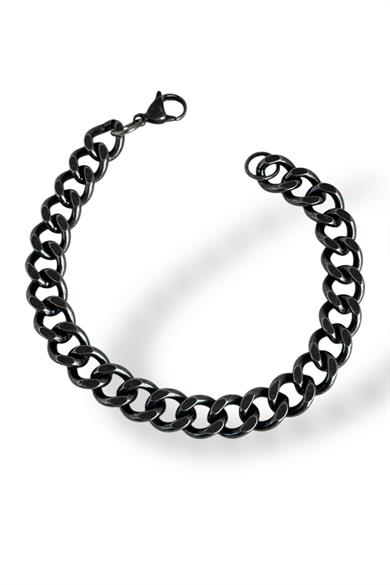 Gümüş Renk Zincir Detaylı Erkek Çelik Bileklik