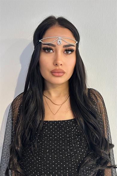 Gümüş Renk Zirkon Taşlı Alınlık