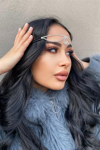 Gümüş Renk Zirkon Taşlı Alınlık