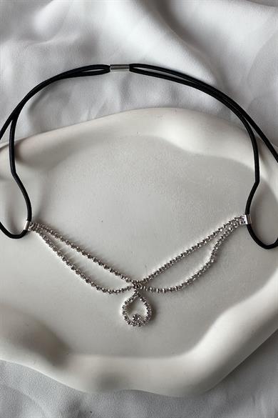 Gümüş Renk Zirkon Taşlı Alınlık