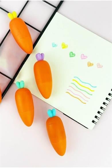 Havuç Figürlü 4lü Fosforlu Kalem Set