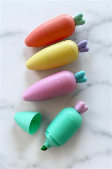 Havuç Figürlü 4lü Fosforlu Kalem Set