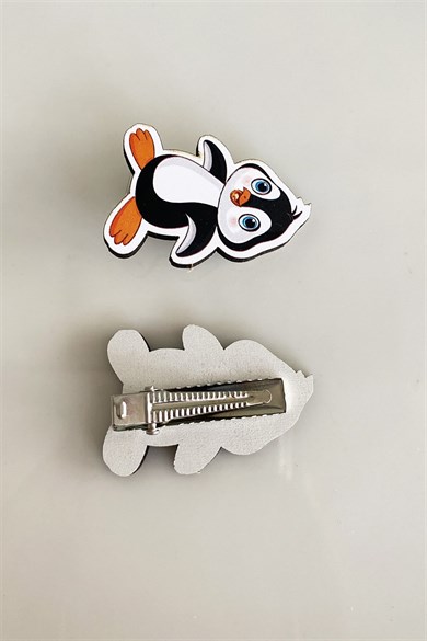 İkili Penguen Figürlü Çocuk Pens Toka Set 