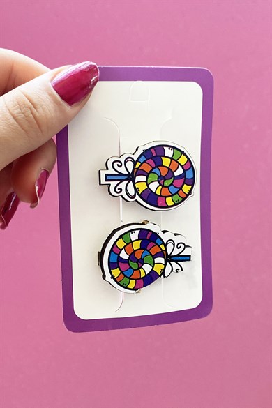 İkili Şeker Figürlü Çocuk Pens Toka Set