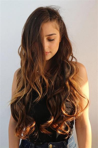 Isıya Dayanıklı Yarımay Çıt Çıt Saç - 2h6 - Kahverengi Balyaj - Dalgalı - 60 Cm - 110 Gr