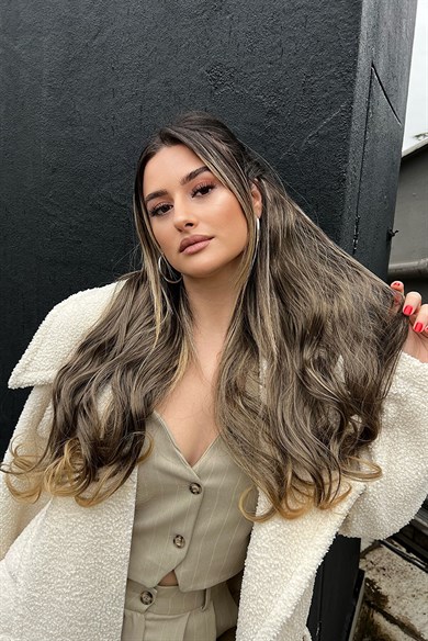 Heat Resistant Half Moon Hair Clip Hair Brown Ombre / Wavy / 60 Cm / 110 Gr / HT2T27