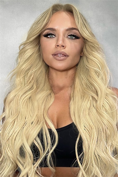 Heat resistant half -moon snap hair - 613# - beach yellow - wavy - 60 cm - 110 gr