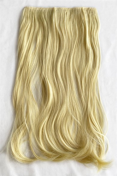 Heat resistant half -moon snap hair - 613# - beach yellow - wavy - 60 cm - 110 gr