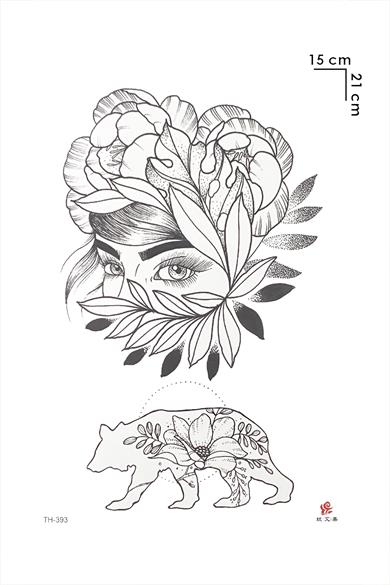 Kadın ve Çiçek Modelli Geçici Dövme Tattoo