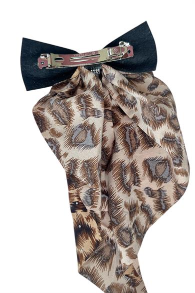 Kahve Renk Leopar Desenli Taş Detaylı Otomat Toka