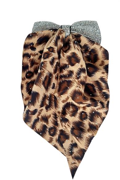 Kahve Renk Leopar Desenli Taş Detaylı Otomat Toka