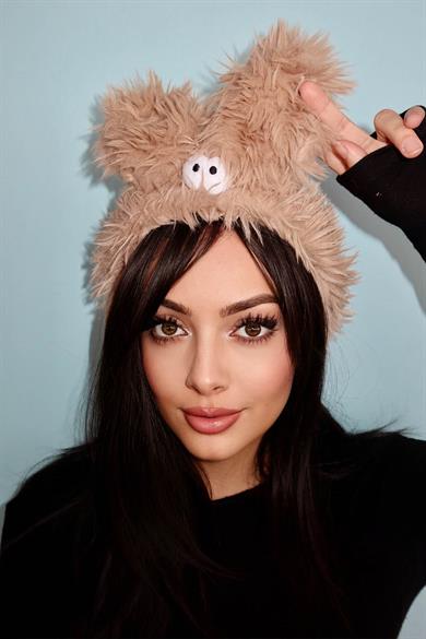 Kahverengi Canavar Figürlü Peluş Saç Bandı