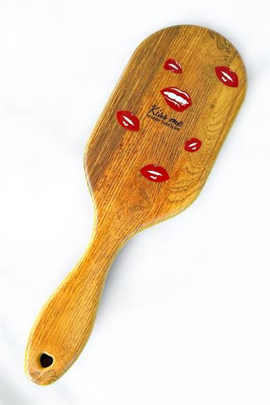 Kahverengi Dudak Figürlü Ahşap Görünümlü Şaç Fırçası/ Tarak