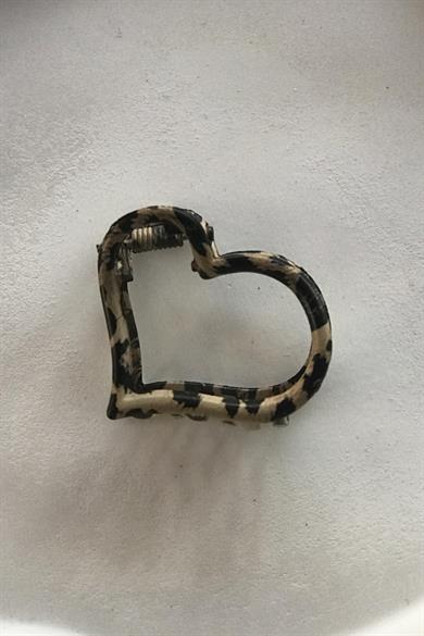 Kahverengi Leopar Desenli Kalp Figürlü Mandal Toka