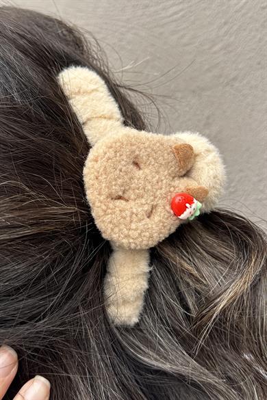 Kahverengi Renk Ayıcık Figürlü Peluş Mandal Toka