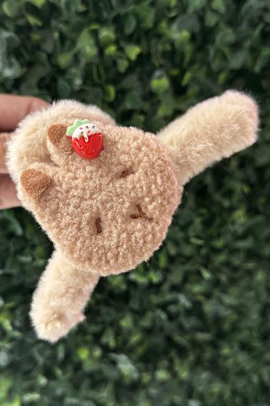 Kahverengi Renk Ayıcık Figürlü Peluş Mandal Toka