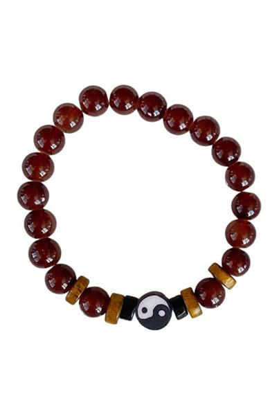 Kahverengi Renk Yin&Yang Figürlü Erkek Bileklik